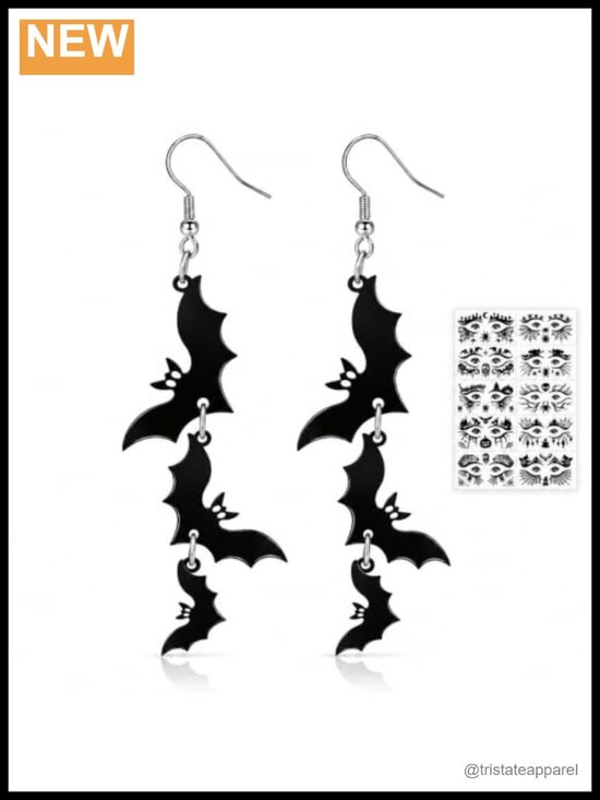 Jewelry - Bat Earrings Acrylic Gothic Dangle Halloween Costume Jewelry